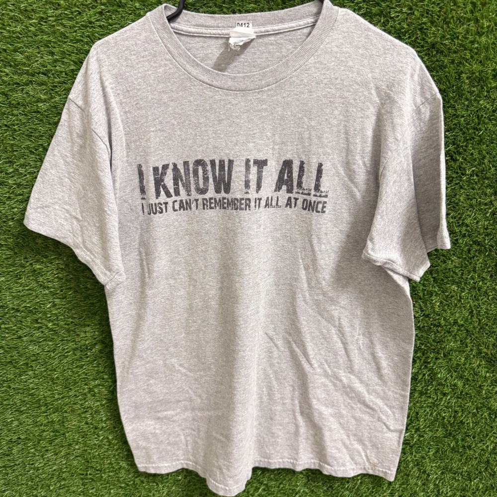 I Know It All Funny Graphic Print T-Shirt Gray Delta PRO WEIGHT Men's‎ Large